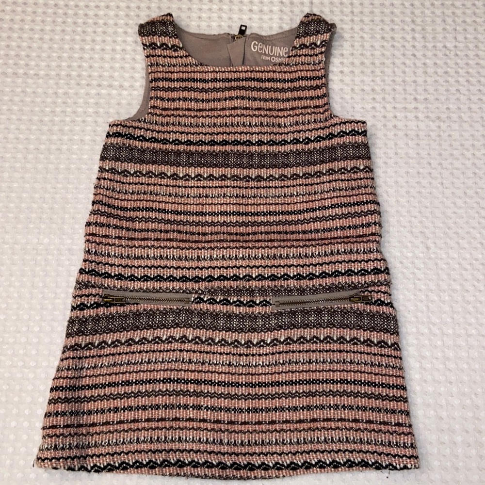 GENUINE KIDS by OSH KOSH Size 3T Girls Tweed Jumper Dress Pink Gray
